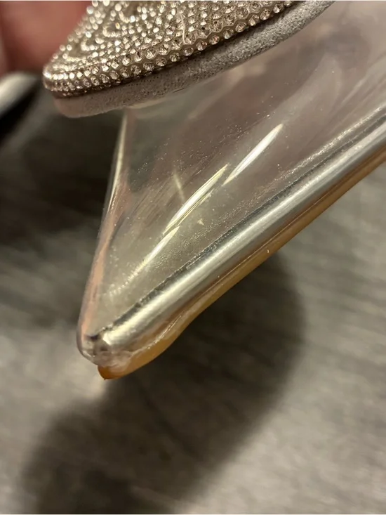 💎 Gianni Bini Clear Rhinestone Heels Size 8 Cinderella Pointed Toe Pumps - Picture 4 of 17